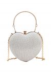 Bolso de mano con forma de corazón reluciente en plata