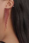 Aretes colgantes con borla de ala brillante en rojo