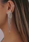 Aretes colgantes con borla de ala brillante en plata