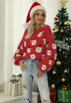 Top de punto Fuzzy Santa Claus en rojo