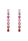 Aretes rectangulares de cristal Ombre en rosa