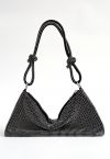 Bolso de hombro Full Diamond Double String en negro