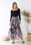 Falda Maxi Hortensia Acuarela en Lila