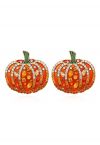 Pendientes de calabaza brillante 3D con decoración de diamantes