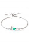 Pulsera de esmeraldas en forma de corazón con signo de amor