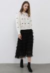 Falda midi Glitter Swan Cloud en negro