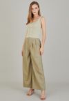 Pantalones de pernera ancha con pliegues sutiles en color salvia