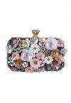 Cartera de mano con lentejuelas florales y cuentas en negro