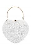 Cartera de mano Pure White Full Pearl Heart