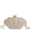 Clutch con Forma de Concha Brillante en Plata