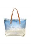 Bolso tote de lona bicolor Summer Vibes en azul