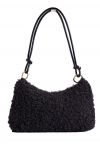 Bolso de hombro de lana de cordero suave de doble cuerda en negro