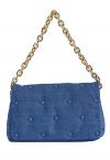 Bolso baguette de denim con lunares