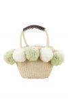 Bolso de paja tejida Pom-Pom