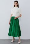 Falda midi plisada con paneles de encaje en verde