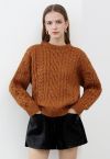 Back To Cozy Jersey de punto trenzado en calabaza