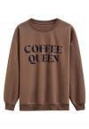 Sudadera Estampada Coffee Queen en Marrón