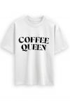 Camiseta de algodón estampada Coffee Queen en blanco