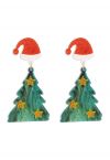 Pendientes Árbol de Navidad Estrellado en Verde