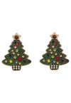 Pendientes de árbol de Navidad con diamantes de imitación derramados con aceite