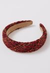 Diadema de borde ancho de tweed rojo