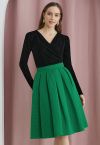 Falda midi plisada con textura ondulada en verde