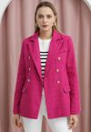 Blazer cruzado de tweed a cuadros en rosa intenso