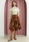 Prefect in Plaid Falda midi evasé de mezcla de lana en calabaza