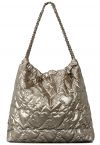 Bolso tote casual acolchado con forma de corazón en dorado