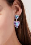 Pendientes deslumbrantes con forma de corazón y diamantes de imitación