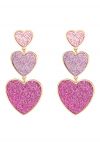 Pendientes colgantes con tres corazones brillantes