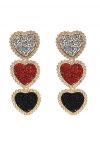 Pendientes de diamantes de imitación de corazón de tres colores en negro