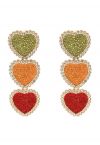 Pendientes de diamantes de imitación de corazón de tres colores en rojo