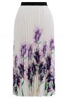 Falda midi plisada floral acuarela en morado