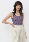 Top de punto sin mangas Serene Floret en morado