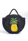 Bolso de paja tejido con estampado de piña