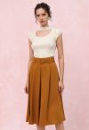 Falda midi con cinturón plisado en naranja Refined