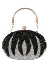 Clutch ovalado de calabaza con diamantes de imitación en negro