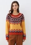 Suéter de punto Fair Isle de Nordic Charm en color naranja