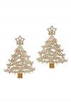 Pendientes de árbol de Navidad con estrella en la parte superior en color blanco