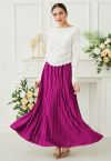 Falda larga plisada Twinkling Night en color magenta