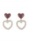 Aretes colgantes de corazones dobles