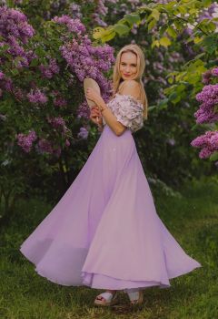 Falda larga de gasa favorita atemporal en lila