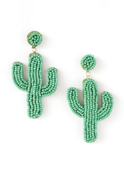 Pendientes de cactus con cuentas