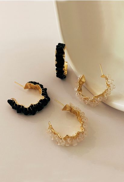 Aretes en forma de C trenzados con cristal