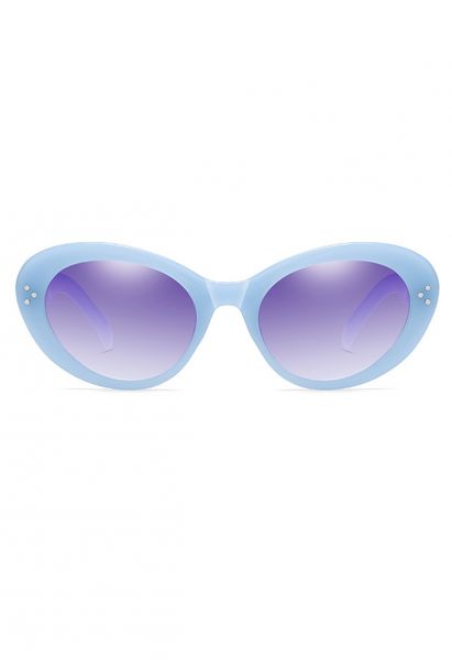 Gafas de sol estilo ojo de gato retro con borde completo en azul