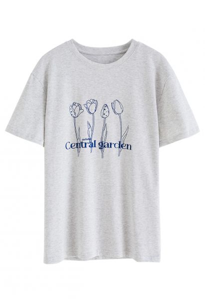 Camiseta con cuello redondo de Central Garden en gris