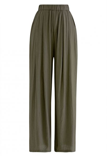 Pantalones anchos Breezy con bolsillos laterales en verde musgo
