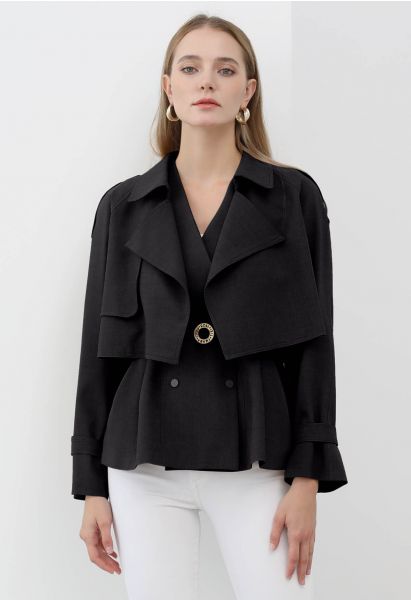 Conjunto de chaleco con cinturón y chaqueta con solapa Storm en negro