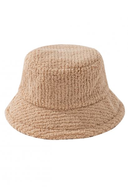 Sombrero de pescador borroso de color liso en color caqui